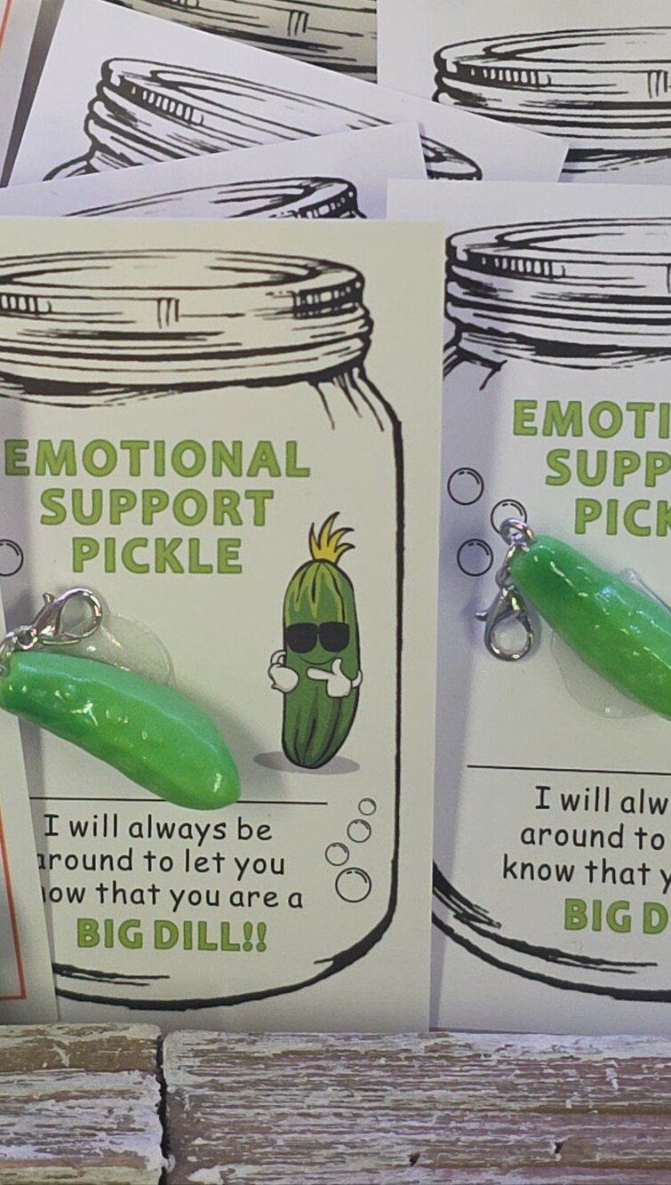 Emotional Support Pickle Keychain Charm - Green